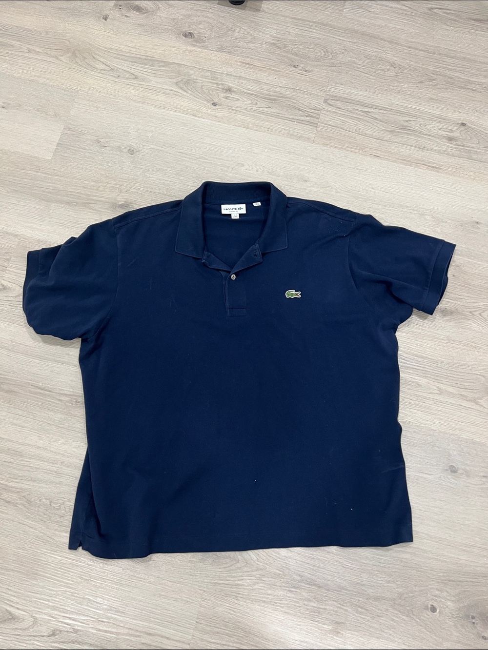 Lacoste Navy Short-Sleeve Piqué Polo with Crocodile Logo